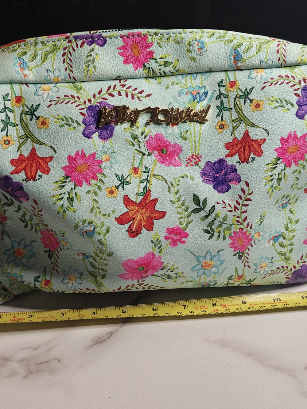 Betsey Johnson Mint Floral Multicolor Extra Large Cosmetic Pouch